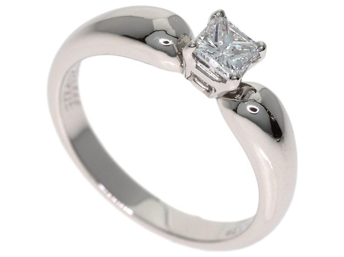 Van Cleef & Arpels Platinum Band Ring with Square Princess Cut Diamond 