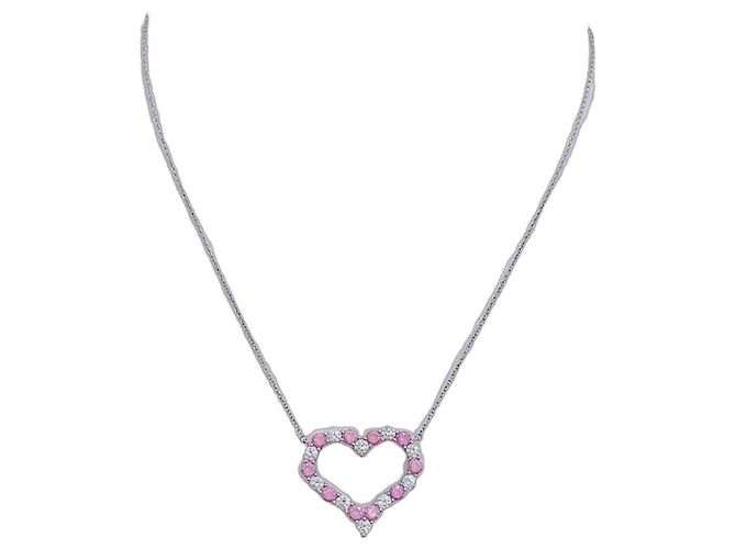 Tiffany & Co. Collana Cuore Zaffiri Rosa e Diamanti Bianco