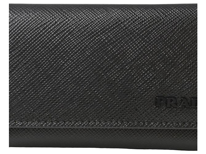 Porte-clés en cuir Prada Marron Noir