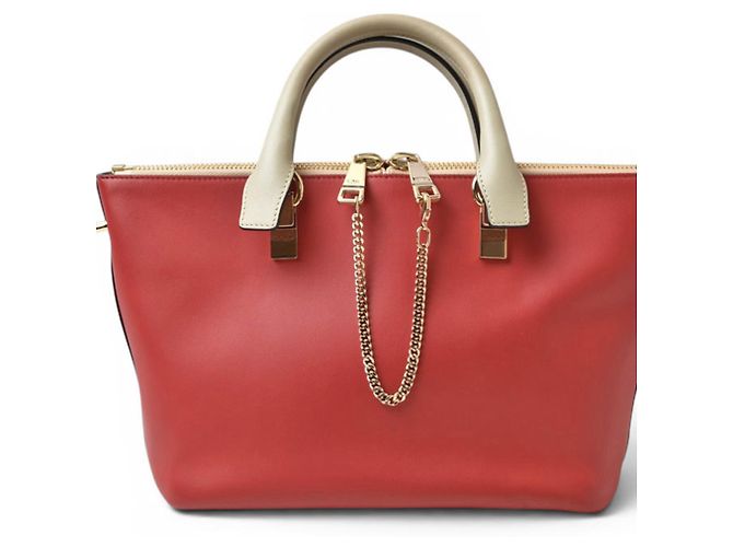 Chloé Baylee Ledertasche Rot Beige