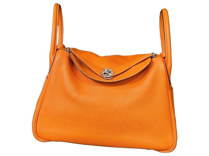 Bolsa Hermès Lindy 30 em couro Taurillon Clemence Laranja