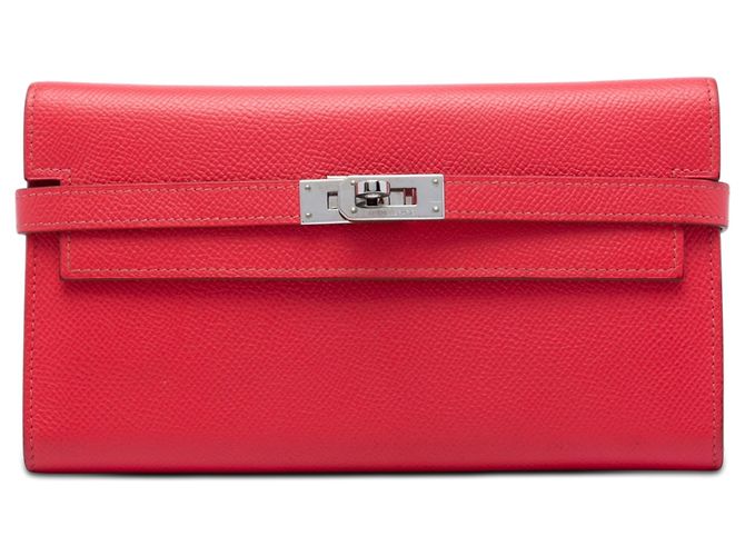 Hermès Red Epsom Mysore Kelly Longue Wallet