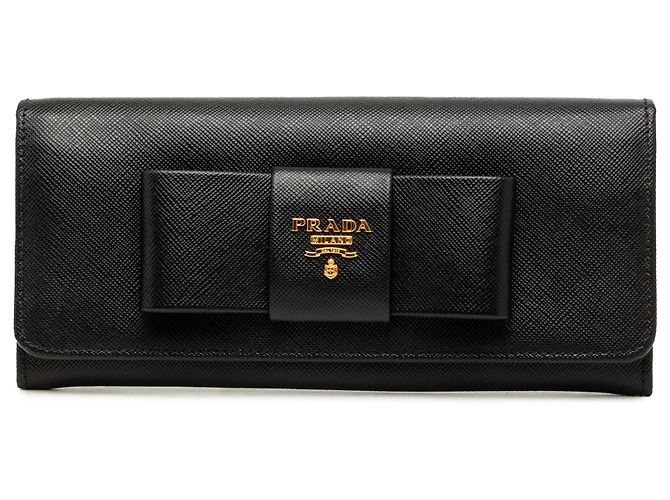 Cartera Continental Lux Bow en Saffiano negro Prada