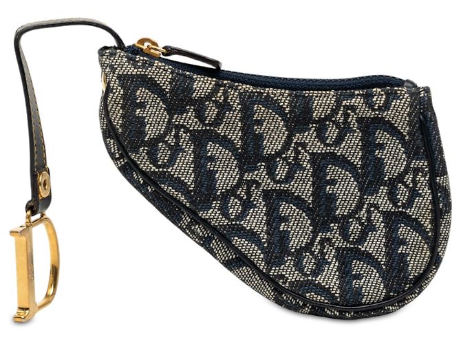 Dior Blue Diorissimo Trotter Saddle Coin Pouch Navy blue