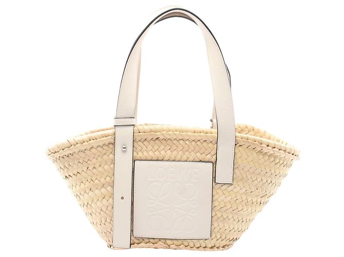 LOEWE Beige Small Raffia Anagram Basket Tote