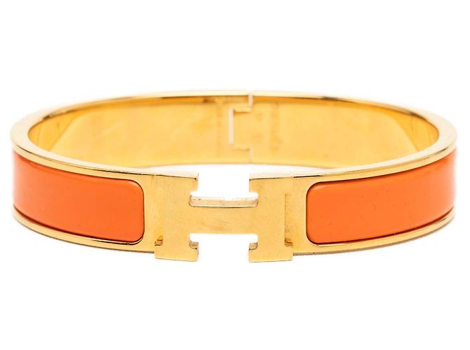 Hermès Clic H Armband aus Email Orange schmal PM