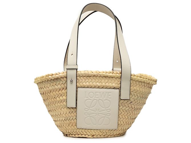 LOEWE Beige Small Raffia Anagram Basket Tote