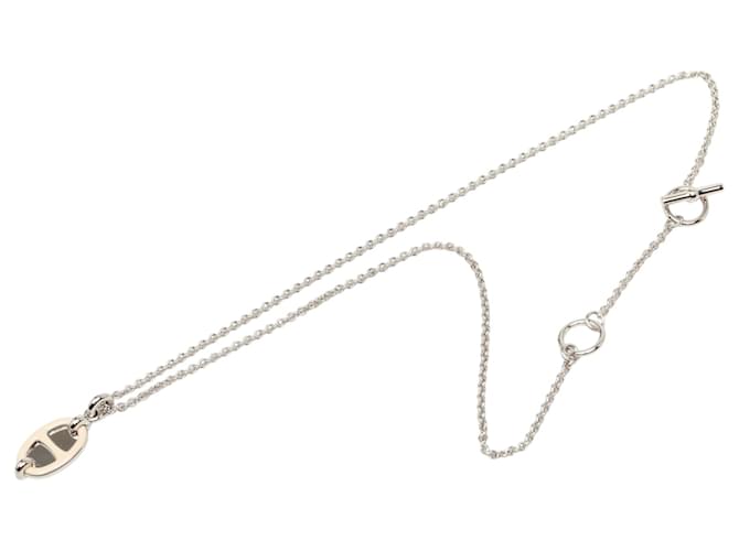 Hermès Mini Maillon Anhänger Halskette aus versilbertem Palladium 