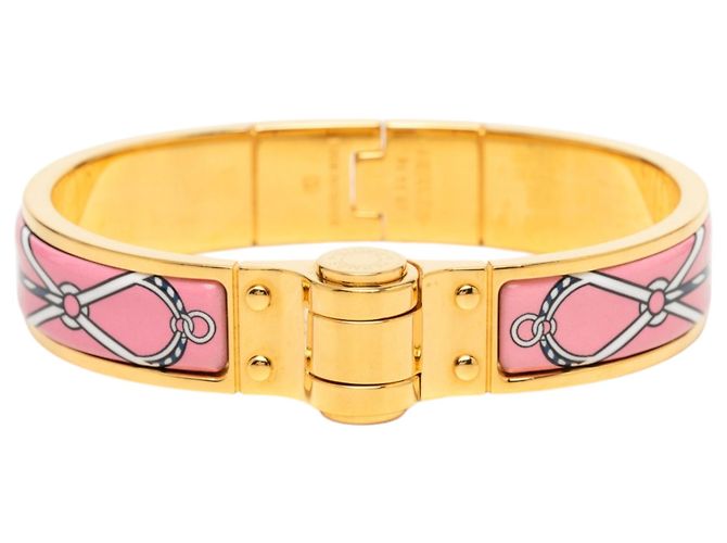 Pulsera Charniere Uni de esmalte rosa estrecha Hermès