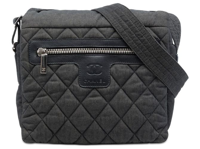 Borsa a tracolla Chanel Black Small Quilted Denim Coco Cocoon Nero