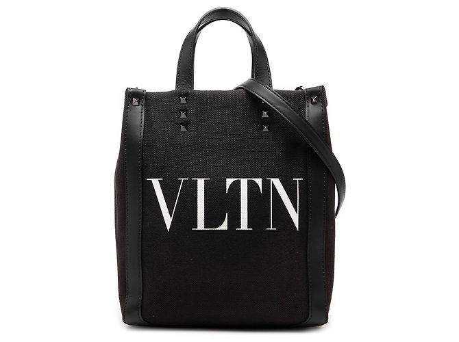 Valentino Mini Canvas Rockstud VLTN Tote in Schwarz