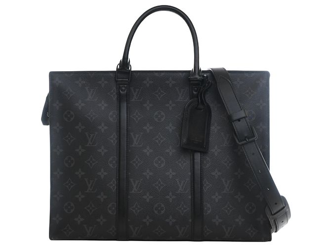 Louis Vuitton Bolsa Horizontal Monogram Eclipse Preta com Zíper Preto