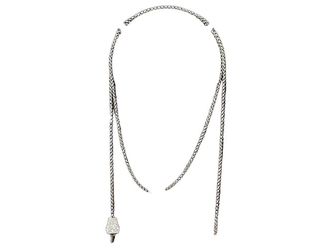 Hermès Diamond Kelly Lock Necklace in White Gold 