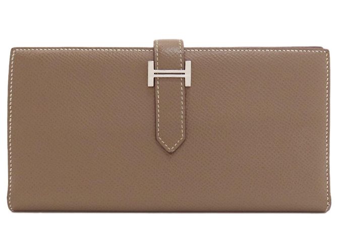 Cartera larga Hermès Bearn Soufflé Gris pardo