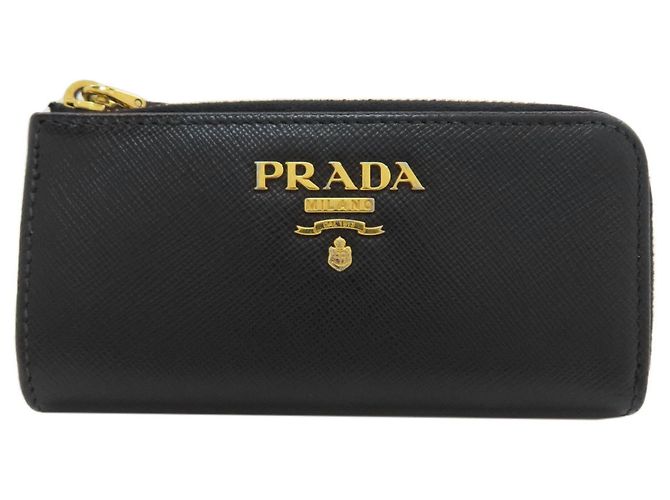 Prada Logo Key Case in Saffiano Leather Black