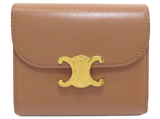 Céline Celine Small Flap Wallet Triomphe Brown 