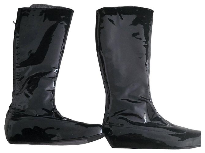 Lanvin Schwarze Lackstiefel hoch