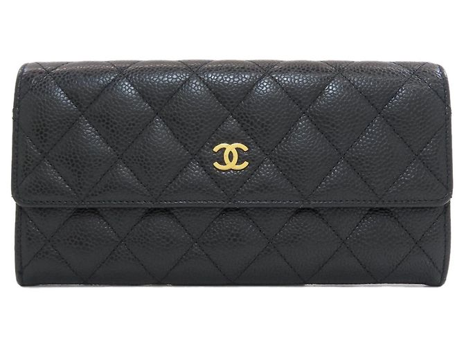 Chanel Matelassé Long Wallet Black