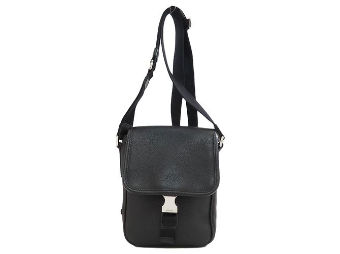 Borsa a tracolla in pelle di vitello Prada Nero