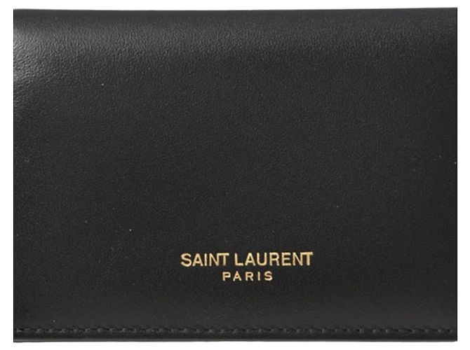 Porte-clés en cuir noir Saint Laurent