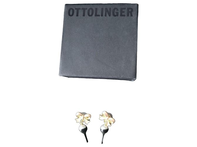 Autre Marque Pendientes Ottolinger de lazo rosa y perla negra Negro Gold hardware