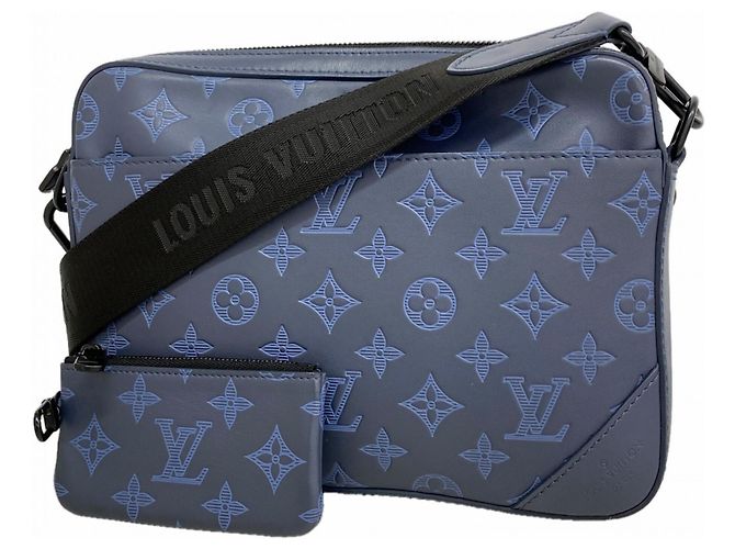 Borsa a tracolla Louis Vuitton Monogram Shadow Duo Blu navy