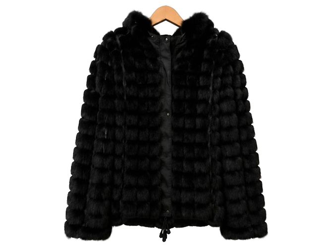 Gerard Darel Kapuzenjacke aus Kaninchenfell - Schwarz