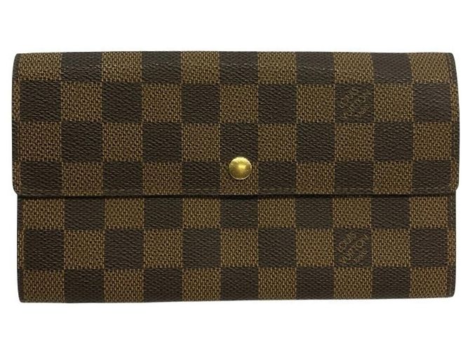 Louis Vuitton Damier Ebene Long Wallet Brown