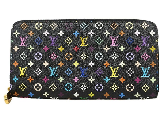 Zippy Louis Vuitton Monogram Multicolor Long Wallet Black Red