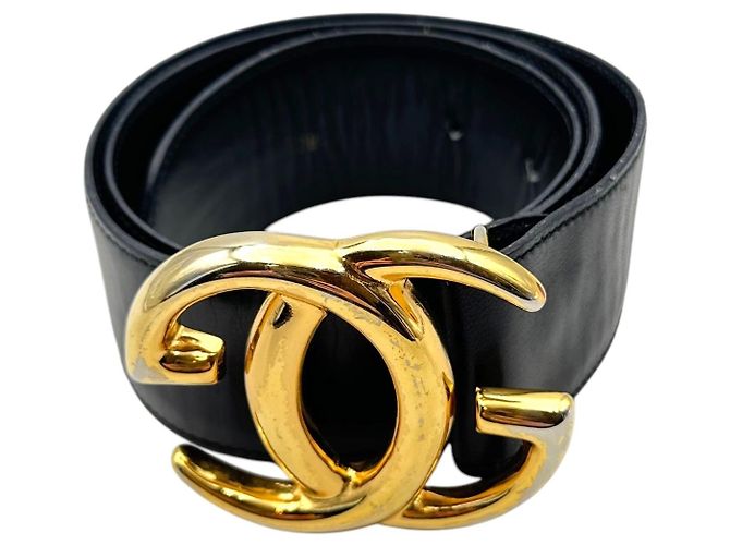 Gucci Vintage Ledergürtel mit Interlocking-Schnalle Schwarz