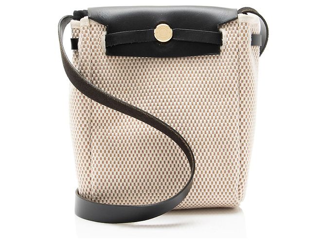 Hermès Hermes Vintage Toile Vache Hunter Herbag TPM Shoulder Bag Schwarz