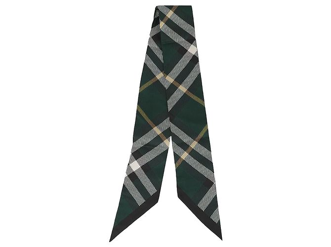 Burberry Sciarpa in seta Skinny Check Verde