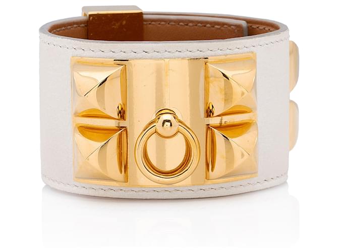 Hermès Hermes Swift Calfskin Collier de Chien Bracelet White 