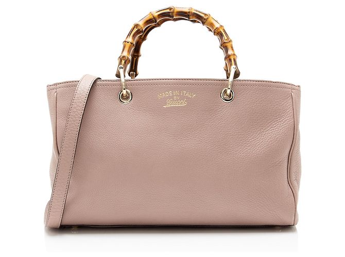 Bamboo Bolsa Shopper Medium de couro com alça de bambu Gucci Rosa