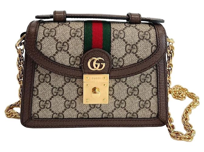 Gucci Bolsa de ombro Ophidia GG Mini Marrom