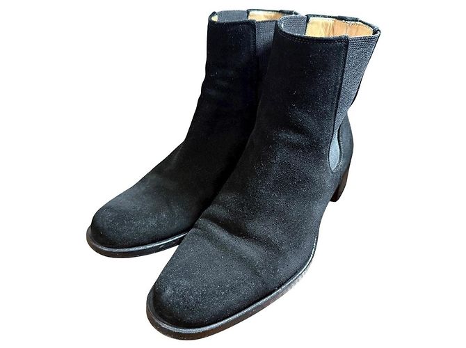 Hermès Bottines Chelsea en daim Hermes Noir
