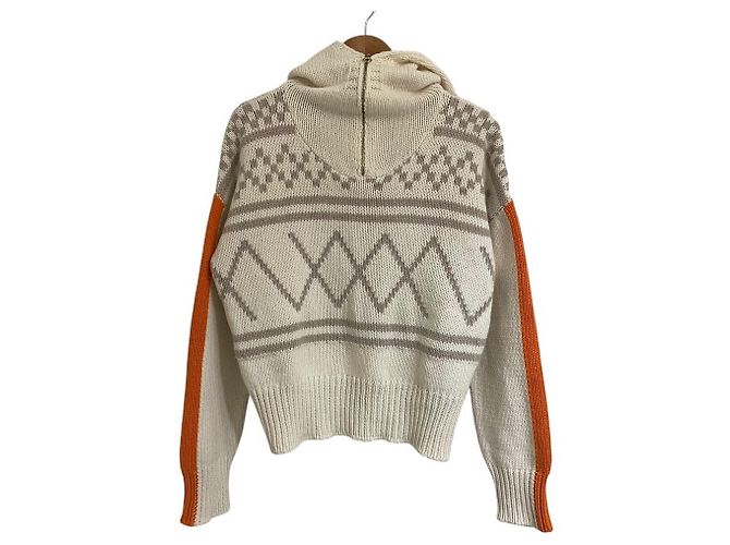 Autre Marque Pull en maille mélange de cachemire We Norwegians Blanc Orange Écru