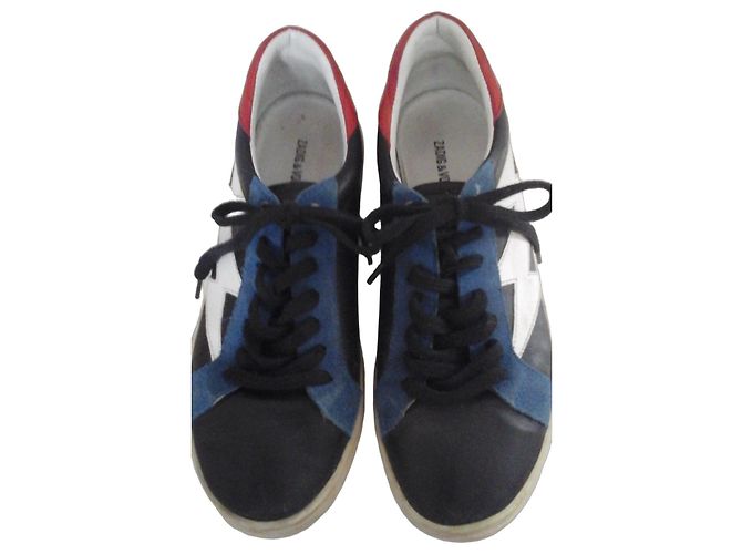 Sneakers Zadig & Voltaire in pelle e scamosciato Nero Bianco Rosso Blu