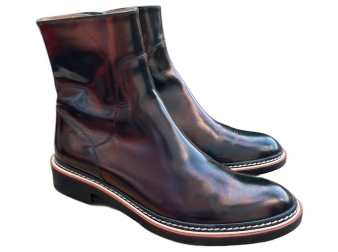 Autre Marque Fratelli Rossetti Bronze Patinated Leather Ankle Boots Brown