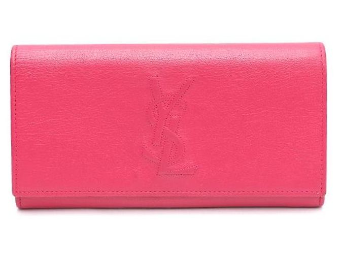 Saint Laurent Carteira longa com zíper e logo Rosa