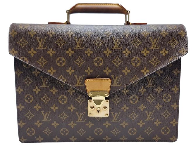Louis Vuitton Monogram Serviette Document Bag for Unisex Brown