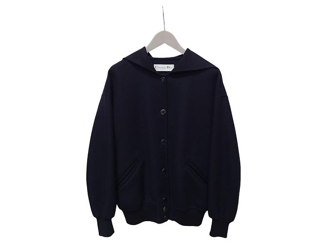 Dior Capa de lã e angora com cinto azul-marinho