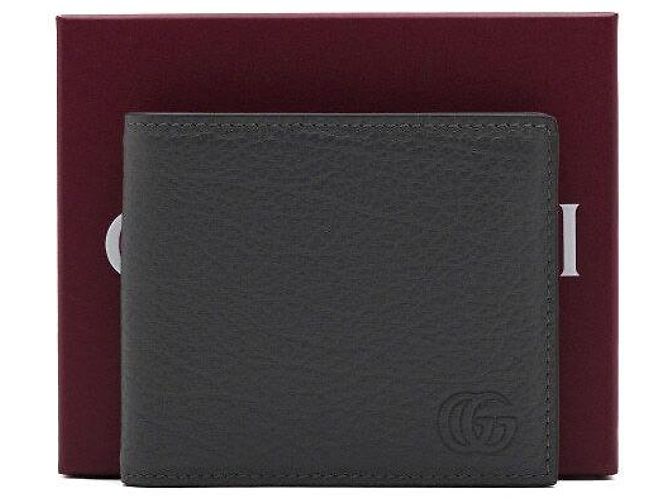 Gucci Gray Leather Double Embossed Logo Men's Wallet Brown