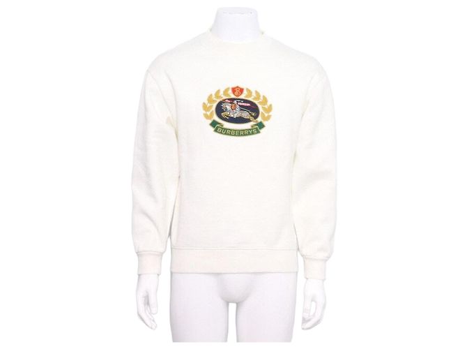 Burberry Bestickter Sweatshirt Classic Old Logo Unisex Rundhals Weiß