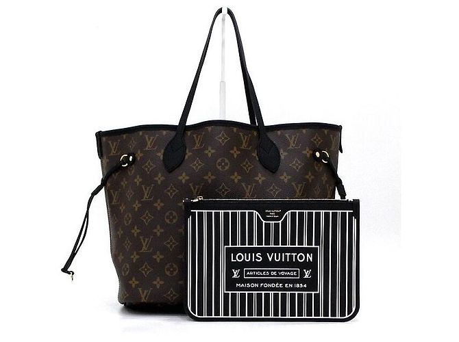 Louis Vuitton Borsa a tracolla Neverfull MM in pelle nera con monogramma Inside Out Nero