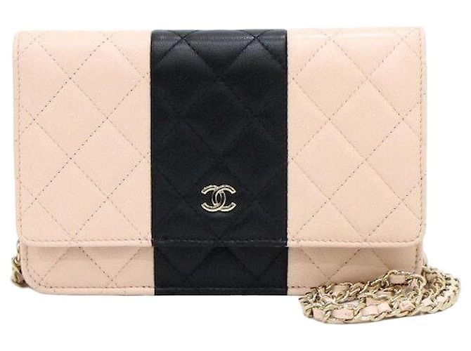 Chanel Bolsa de ombro e bolsa transversal com corrente CC dourada Preto