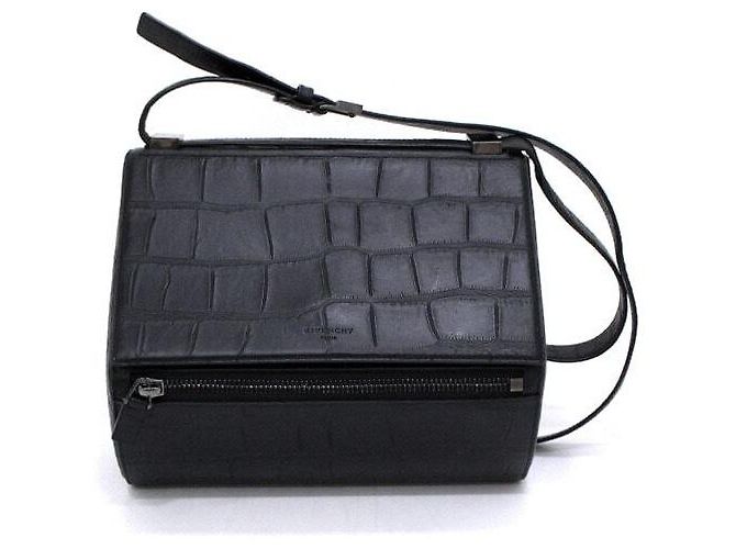 Givenchy Bolsa de ombro Pandora Box Medium com padrão de crocodilo Preto