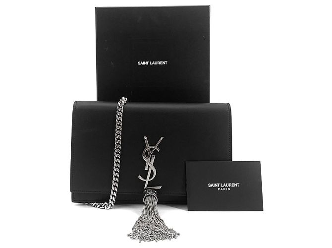 Saint Laurent Borsa a tracolla Monogram Kate Tassel Chain Nero
