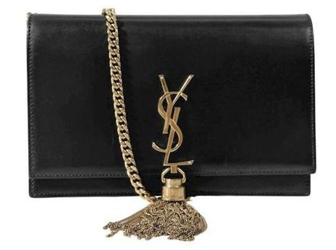 Saint Laurent Borsa a tracolla WOC Monogram Kate Chain Tassel Nera Nero