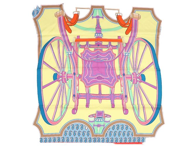 Hermès Lenço de seda Le Roue de Payton Square Multicor